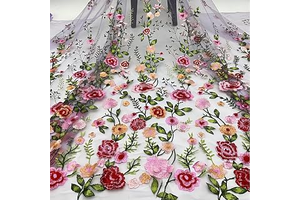 1 Yard 150cm Multicolor 3D Flowers Heavy Embroidery Lace Floral Fabric for Sewing Dresses Jacket Jeans DIY Custom Clothes, Party Dresses, Home: Jacquard Weave and Production Notes