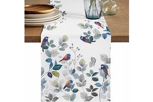 Table Runner Bird Table Runners Dresser Scarves Ombre Blue Leaves Branch Kitchen Dining Table Decoration for HolidayHome Decor Party 13x48 Inch: Ombre Dyeing and Production Notes