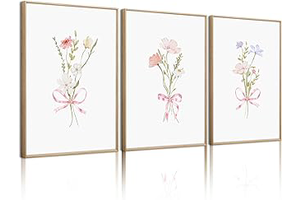 Girl Flower Bow Wall Art Coquette Pink Floral Canvas Wall Decor Nursery Wildflower Poster Aesthetic Flower Pictures Soft Pink Bow Prints Cute: Print Design and Production Notes