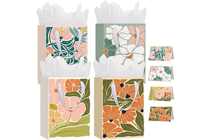 woric 10.6" Matisse Flower Gift Bags, 4 Medium Birthday Gift Bags for Women: Print Design and Production Notes