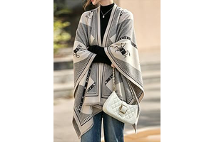 Women Vintage Horse Print Geometric Border Jacquard Pashmina Shawl Wrap Fringe Edge Warm Poncho Scarf: Jacquard Weave and Production Notes