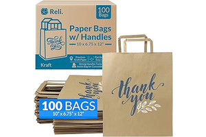 Reli. Brown Paper Bags w/Handles | 100 Pcs Bulk | 10"x6.75"x12": Print Design and Production Notes
