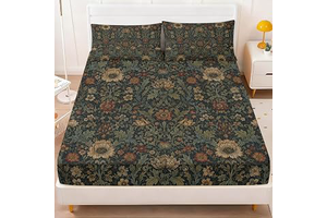 Floral Fitted Sheet Set, Victorian Botanical Print, Queen: Print Design and Production Notes