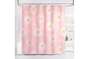 QJHOMO Pink Flower Shower Curtain, Girly Daisy Bathroom Decor, 72 x 72 in: Print Design and Production Notes