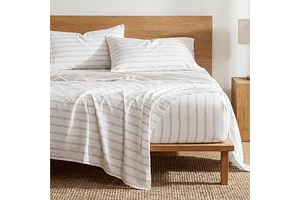 Bedsure Striped Sheets King Size-Imitation Cotton Fits Up to 16" Mattress: Jacquard Weave and Production Notes