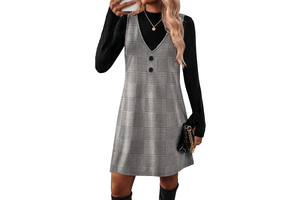 Fall Dresses for Women 2 Piece Sets Long Sleeve Overall Dress with Pockets Abvoe Knee Fashion Winter Clothing: OEM Production and Sizing Notes