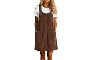 Womens Corduroy Overall Dress A Line Button Down Mini Dresses: OEM Production and Sizing Notes