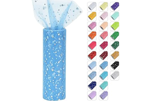 Sky Blue Glitter Tulle Rolls 6 Inch by 10 Yards Sequin Tulle Fabric Ribbon for DIY Tutu Skirt Sewing Bow Decorations Craft Supplies Birthday: Ombre Dyeing and Production Notes