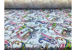 Printed Liverpool Textured Fabric Stretch Blue Pink Green Paisley Floral 1N13: Ombre Dyeing and Production Notes