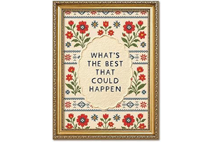 Vintage Gold Framed What's the Best That Could Happen Wall Art, Inspirational Quotes Pictures Wall Decor, Boho Floral Paintings Canvas Prints: Print Design and Production Notes