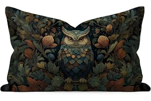 William Morris Inspired Design Floral Pillow Covers, Vintage Floral Owl Print Throw Pillow Covers Home Decor, Retro Pillowcase Cushion Cover for: Jacquard Weave and Production Notes