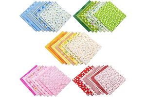 AUEAR, 35 Pack Cotton Print Fabric Bundle Squares 9.8"x9.8" Quilting Sewing Floral Precut Sheets for DIY Scrapbooking Dot Pattern (Bright: Print Design and Production Notes