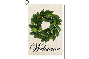 Baccessor Wreath Summer Garden Flag Magnolia Leaves Welcome Small Yard Flag 12.5 X 18 Inch Double Sided Burlap Spring Flag for Outside Decor: Fabric Sourcing and Quality Notes