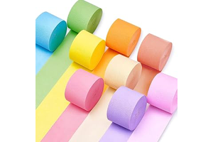 9 Rolls Multicolor Crepe Paper 738 ft -Party Streamers: Ombre Dyeing and Production Notes