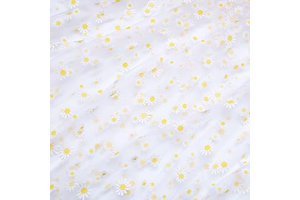 BENECREAT 4 Yards Daisy Print Tulle Fabric, White Floral Lace Ribbon for Wedding Dress, Skirt, DIY Sewing & Craft Decorations: Print Design and Production Notes