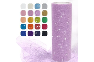 JeogYong Light Purple Glitter Tulle Roll, 6" x 25 Yards Polyester Netting Fabric Tulle Ribbon DIY Fabrics for Tutu Skirts Dress Wedding Party: Ombre Dyeing and Production Notes
