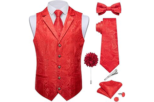 Vest Tie Set for Men Paisley Suit Waistcoat: Jacquard Weave and Production Notes
