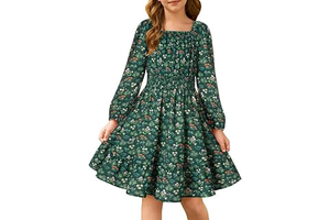 Girls Fall Dress Floral Long Sleeve Midi Christmas Teen Outfits: OEM Production and Sizing Notes