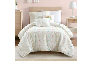 Intelligent Design Kids Pom Pom Ivory Twin Cotton Girls Comforter Set,4pc: Jacquard Weave and Production Notes