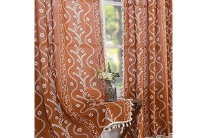 Schweek Terracotta Boho Curtains 84 Inches Length 2 Panels for Living Room: Print Design and Production Notes
