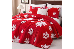 Fluffy Christmas Queen Comforter Red Jacquard Snowflake Comforter Set: Jacquard Weave and Production Notes