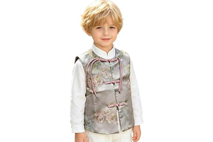 Kids Chinese Jacquard Vest - Traditional Tang Suit Sleeveless for Boys Girls Festival Party Outfits: Jacquard Weave and Production Notes