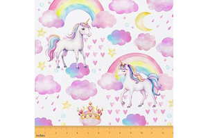 Dreamy Unicorn Fabric by The Yard,Girly Pink Starry Sky Clouds Stars Soft Polyester Fabric,Princess Crown Rainbow Print Fabric,Watercolor Sky: Fabric Sourcing and Quality Notes