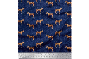 Soimoi Cotton Canvas Blue Fabric - by The Yard - 44 Inch Wide - Horse & Dot Animal Fabric - Contemporary Fusion of Nature and Modern Style: Fabric Sourcing and Quality Notes