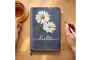WANDER PRINTS Birth Flower Blooming In Love Personalized Leather Journal: Print Design and Production Notes