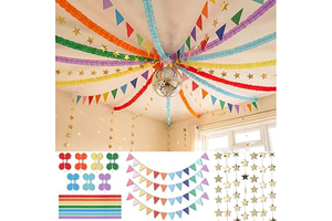 Frienda 15 Pcs Rainbow Paper Chains Strips Set, Colorful Party Decorations: Ombre Dyeing and Production Notes