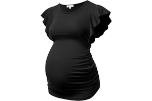 Bhome Maternity Tops Flying Shorts Sleeve Tshirt Side Ruched Pregnant Blouse Casual Pregnancy Tunic: OEM Production and Sizing Notes