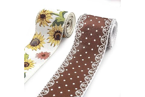 2 Rolls 10 Yard Thanksgiving Fall Wired Ribbon for Crafts Wreath Bow Making Sunflower Dot Ribbon Autumn Harvest Burlap Ribbon for Wrapping: Fabric Sourcing and Quality Notes