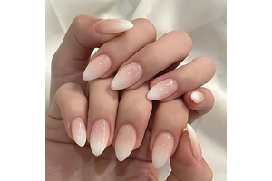 KQueenest Ombre Press on Nails Short Almond - French White Fake Nails Press on, Gradient Acrylic Nails Glue on, Reusable Salon Quality Stick on: Ombre Dyeing and Production Notes