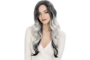Gray Ombre Wig for Women, Long Wavy Costume Wig: Ombre Dyeing and Production Notes