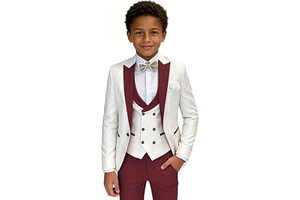 Boys Tuxedo Suit Slim Fit Jacquard Dress Suits for Kids 4 Piece Set: Jacquard Weave and Production Notes
