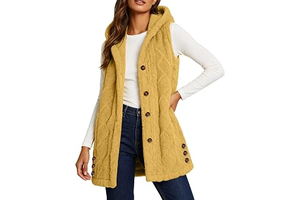 Fleece Vest for Women Long Hooded Sherpa Sleeveless Button Front Gilet: Jacquard Weave and Production Notes