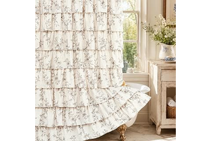 Farmhouse Floral Shower Curtain, Ruffle Bathroom Curtains, 72"Wx72"L: Print Design and Production Notes