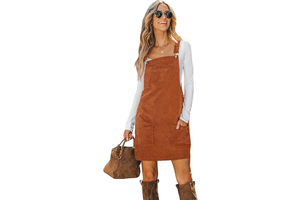 Women Corduroy Square Neck Wide Strap Fall Overall Mini Dress: OEM Production and Sizing Notes