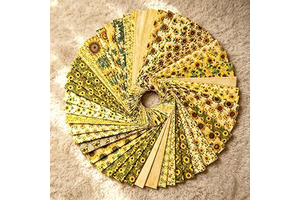 40 Pieces Sunflower Fabric,2.56" x 19.69" Pre-Cut Strips,Vintage Floral and Butterfly Print Quilting Fabric for Sewing,Patchwork,DIY Crafts: Print Design and Production Notes