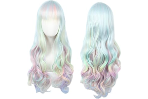 Linfairy Long Wave Ombre Cosplay Wig Halloween Costume Diamond Wig for Women: Ombre Dyeing and Production Notes