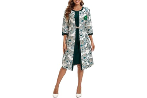 Women's Dress Church Suits 2 Piece with Jacquard Embroidery Long Jacket Church Set for Formal Occasions or Wedding Party: Jacquard Weave and Production Notes