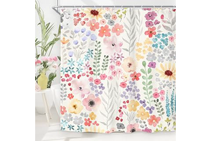 Pink Floral Flower Cute Summer Kids Girls Bathroom Shower Curtain Set: Print Design and Production Notes