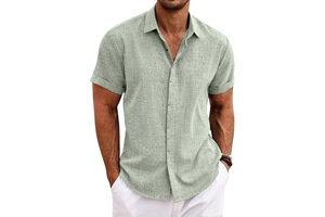 Men's Linen Shirts Short Sleeve Casual Shirts Button Down Shirt for Men Beach Summer Wedding Shirt: OEM Production and Sizing Notes