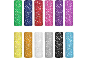 12 Pcs Rainbow Glitter Tulle Rolls 6 Inch by 10 Yards Tulle Rolls Netting Fabric Shiny Sequin Tulle Ribbon Craft Fabric for Tutu Skirts Sewing: Ombre Dyeing and Production Notes