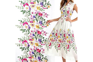 27 x 72 Inch White Mesh Lace Fabric, Colorful Floral Embroidered, 2 Yard Pre Cut for Wedding Dress Sewing DIY Craf: Fabric Sourcing and Quality Notes