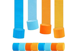 BEISHIDA 8 Rolls Blue and Orange Crepe Paper Streamers for Bluey Birthday Party Decorations Wedding Baby Shower DIY Craft Paper(1.8 Inch x 82: Ombre Dyeing and Production Notes