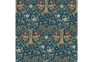 Stickyart Peel and Stick William Morris Botanical Wallpaper Vintage Symmetrical Botanical Tree Wallpaper Removable Navy Blue Arts and Crafts: Jacquard Weave and Production Notes