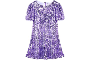 Girls Sparkly Sequin Dress Puff Sleeve for Kids Party Birthday: Ombre Dyeing and Production Notes