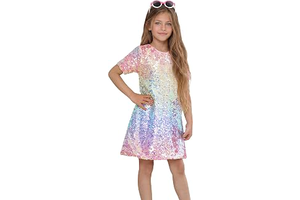 Girls Ombre Pastel Gradient Shimmer Sparkle Colorful Sequin Party Dress: Ombre Dyeing and Production Notes