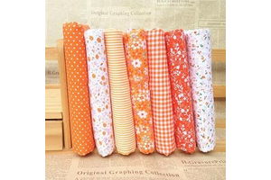 7Pcs Top Orange Cotton Craft Fabric Bundle Squares Patchwork DIY Sewing Scrapbooking Quilting Floral Dot Pattern Craft and Hobby, Hobby Fabric: Fabric Sourcing and Quality Notes